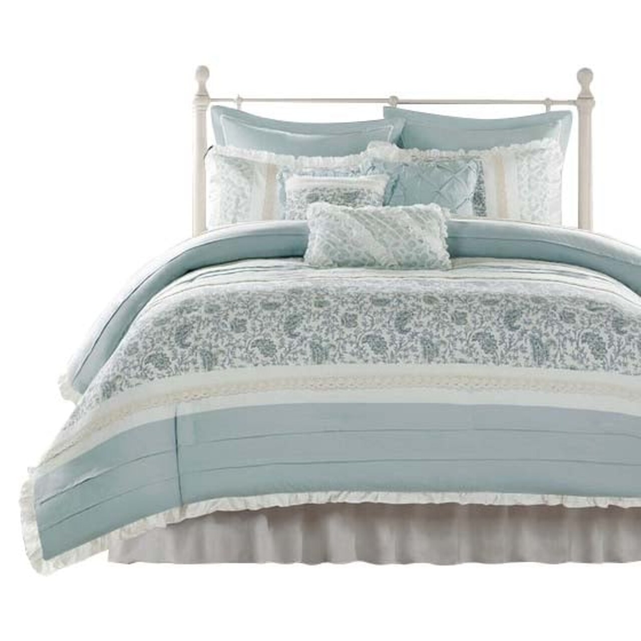 Gracie Mills Singleton 9-Piece Cotton Percale Comforter Set With Paisley Print - Grace-87